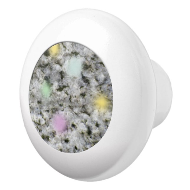 Bouton De Porte En Céramique Géologie White Granite Rock Texture Dots Pastel (Droite)