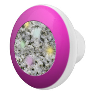 Bouton De Porte En Céramique Géologie White Granite Rock Texture Dots Pastel
