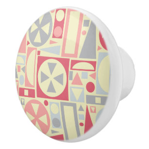 Bouton De Porte En Céramique Géométrique rétro 1950 Midsiècle moderne rose