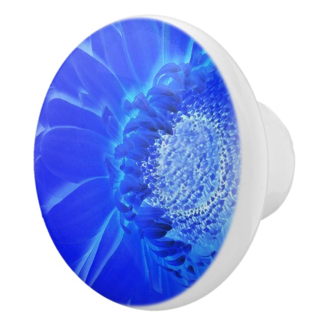 Bouton De Porte En Céramique gerbera bleu électrique (Droite)