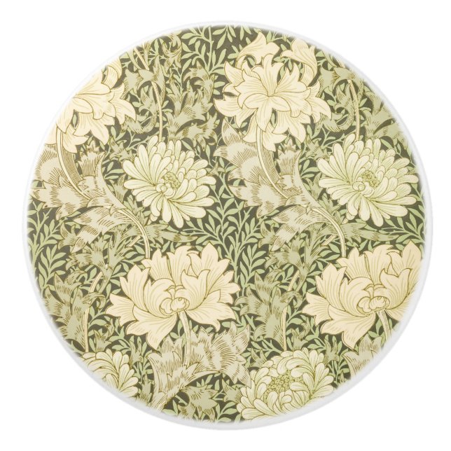 Bouton De Porte En Céramique Gestion du Cabinet William Morris Chrysanthemum (Devant)