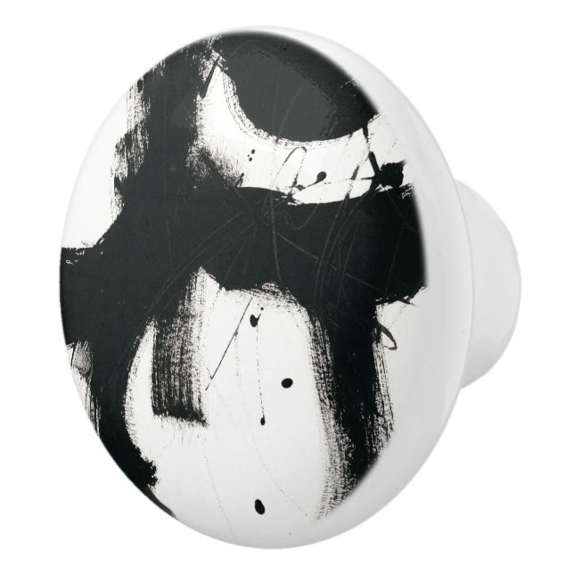 Bouton De Porte En Céramique Gesture en Onyx - Trucs de peinture noir (Droite)