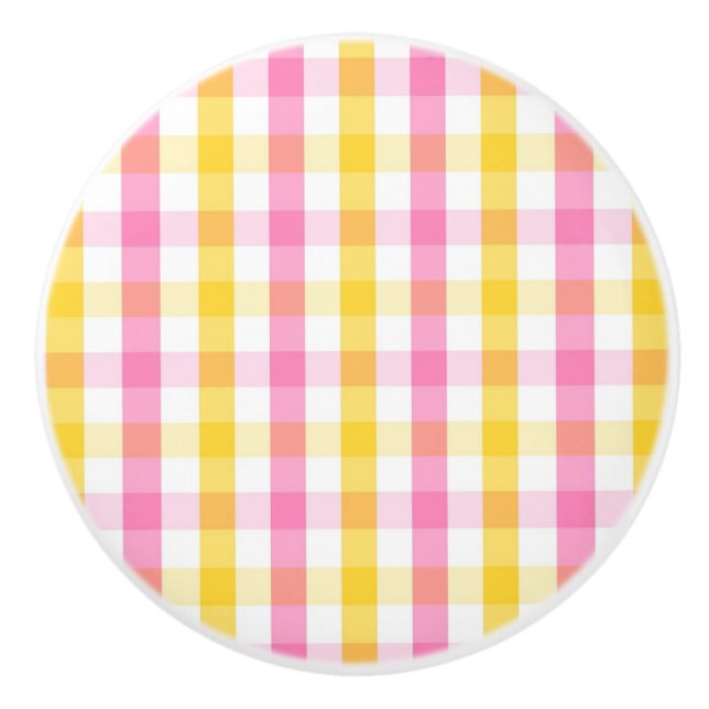 Bouton De Porte En Céramique Gingham de printemps  (Devant)