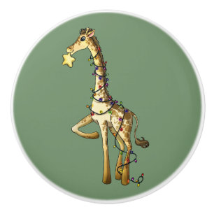 Bouton De Porte En Céramique Girafe brillante