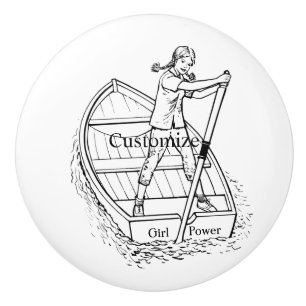 Bouton De Porte En Céramique Girl Power Sculling Boat Thunder_Cove