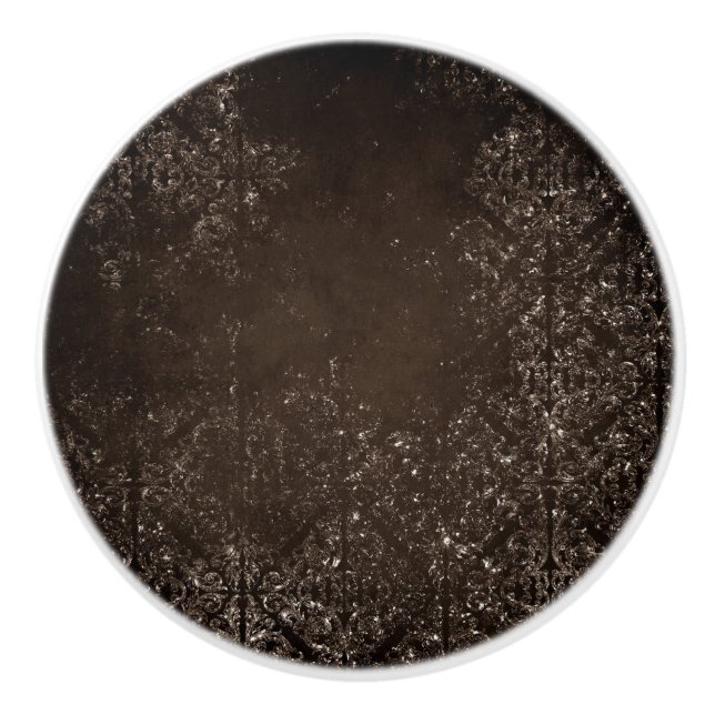 Bouton De Porte En Céramique Glimmery Bronze Grunge | Riche Brown verre Damas (Devant)