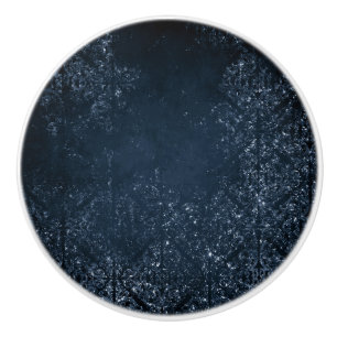 Bouton De Porte En Céramique Glimmery Navy Grunge Sombre Sapphire bleu Damas
