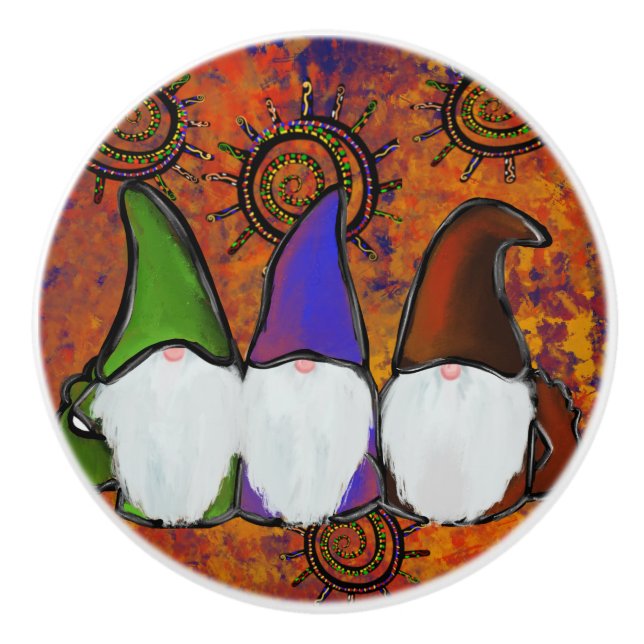 BOUTON DE PORTE EN CÉRAMIQUE  GNOMES               (Devant)