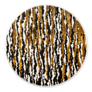 Bouton De Porte En Céramique Gold & Black Modern Safari Rain Jungle Glam