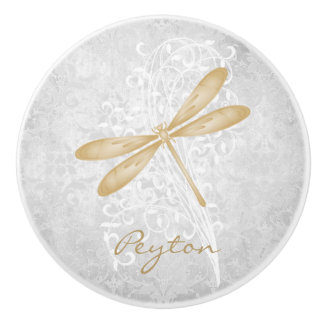 Bouton De Porte En Céramique Gold Dragonfly Personnalisé Ceramic Knob