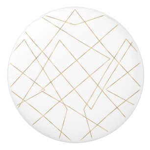 Bouton De Porte En Céramique Gold Geometric Strokes Abstract