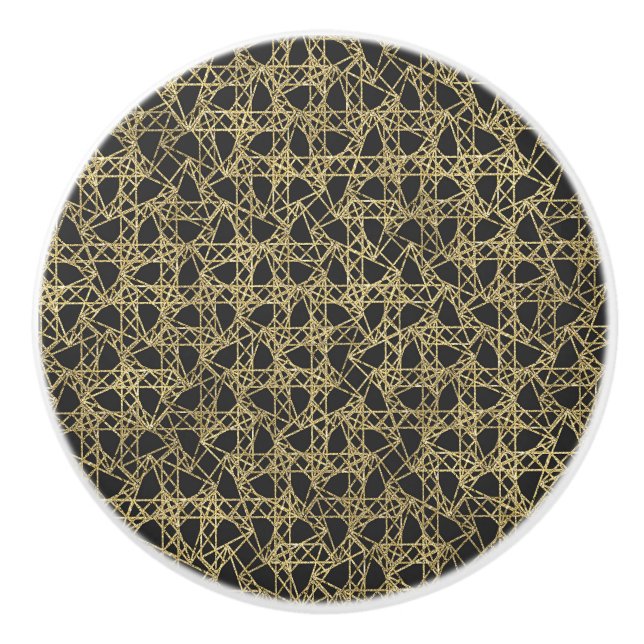 Bouton De Porte En Céramique Gold Scratch Golden Modern Glamor Unique Élégant (Devant)