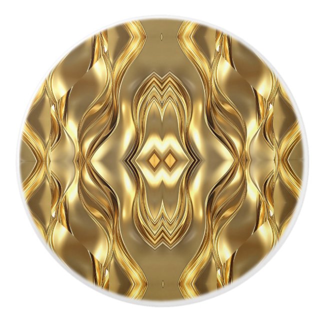 Bouton De Porte En Céramique Golden abstract mandala pattern (Devant)