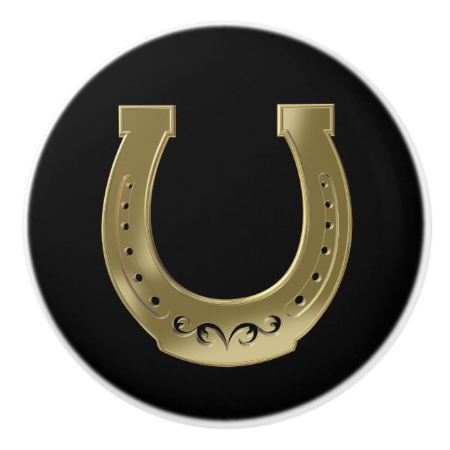 Bouton De Porte En Céramique Golden horseshoe (Devant)