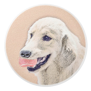 Bouton De Porte En Céramique Golden Retriever avec Tennis Ball Peinture Chien A