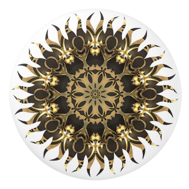 Bouton De Porte En Céramique Golden Sun Flame (Devant)