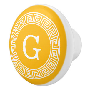 Bouton De Porte En Céramique Goldenrod What Grille Clé Grecque Cadre Rnd Initia