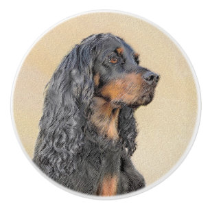 Bouton De Porte En Céramique Gordon Setter Peinture - Joli art original chien
