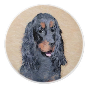 Bouton De Porte En Céramique Gordon Setter Peinture - Joli art original chien