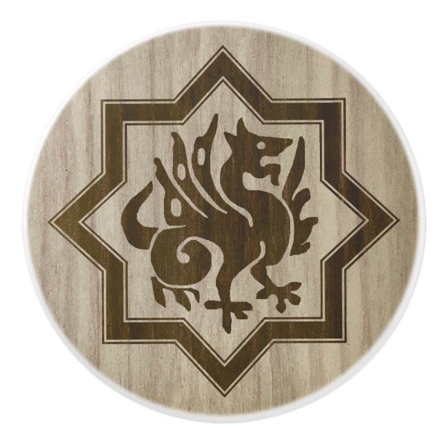 Bouton De Porte En Céramique Gothic Revival Dragon Ceramic Pull (Devant)