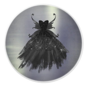 Bouton De Porte En Céramique Gothique Fairy Black Gown Vampy Goth Glam Sheen