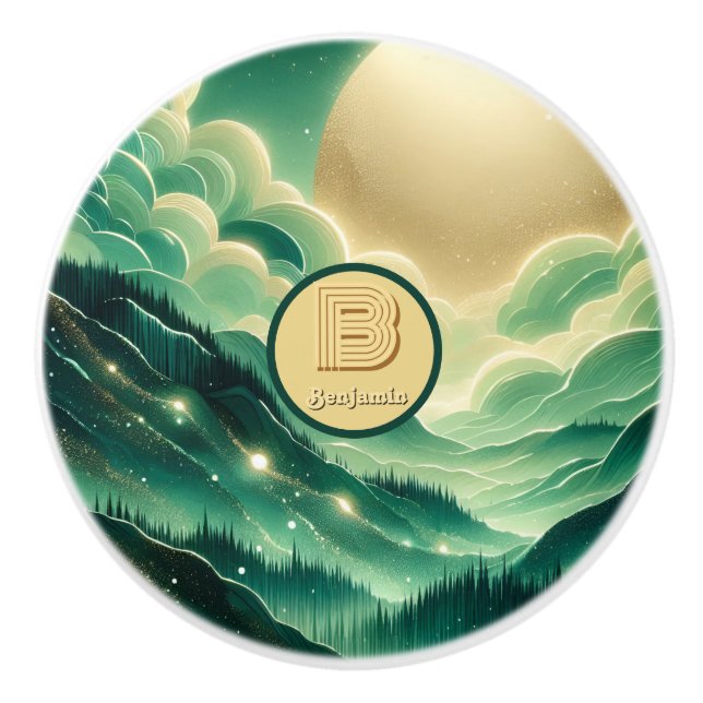 Bouton De Porte En Céramique Gradient Emerald Kelly Parties scintillant verte M (Devant)