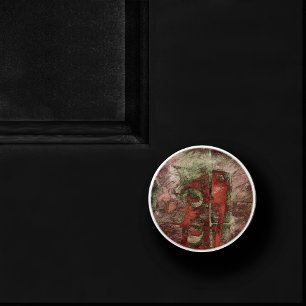 Bouton De Porte En Céramique Graffiti peint Grunge Automne Rouge Vert rouille