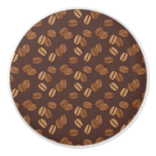 Bouton De Porte En Céramique Grains de café haricots torréfaction foncée marron