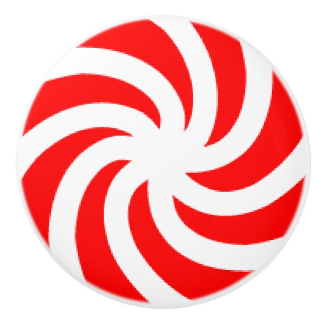 Bouton De Porte En Céramique Grand bouton en céramique de sucrerie de menthe (Devant)