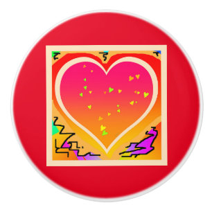 BOUTON DE PORTE EN CÉRAMIQUE GRAND COEUR