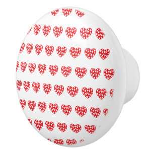 Bouton De Porte En Céramique Grand coeur rouge avec peu de coeur