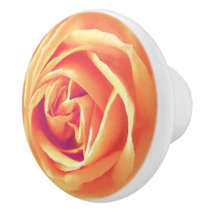 Bouton De Porte En Céramique Grand Pastel Orange Rose Imprimer