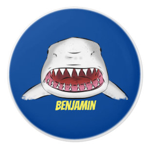 Bouton De Porte En Céramique Grand requin blanc moyen dessin animé