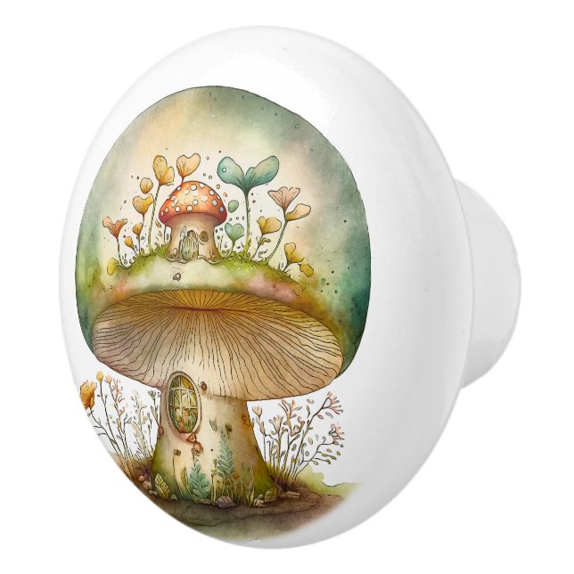 Bouton De Porte En Céramique Grand Tabouret Vert Fairy House (Droite)