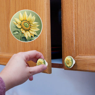 Bouton De Porte En Céramique Grand Tournesol
