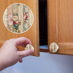 Bouton De Porte En Céramique Grandes bandes Vintages