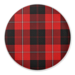 Bouton De Porte En Céramique Grandeur Écossaise Clan Cunningham Tartan Carreaux