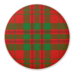 Bouton De Porte En Céramique Grandeur Écossaise Clan Livingstone Tartan Carreau