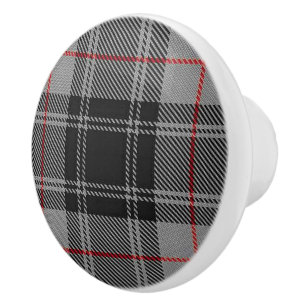 Bouton De Porte En Céramique Grandeur Écossaise Clan Moffat Tartan Carreaux