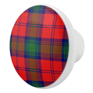 Bouton De Porte En Céramique Grandeur Écossaise Tartan Clan Lindsay Plaid