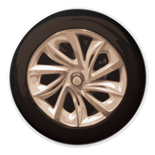 Bouton De Porte En Céramique Graphique de roue de voiture 2D (Devant)