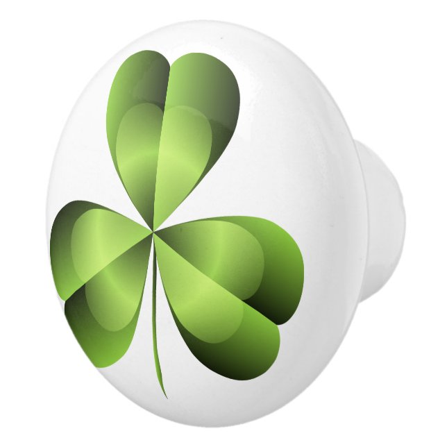 Bouton De Porte En Céramique Graphique shamrock à trois feuilles (Droite)
