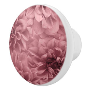 Bouton De Porte En Céramique Grappe florale Mauve Dahlias de nuit