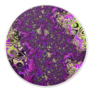 Bouton De Porte En Céramique Gras Colorful Trippy Super Funky Fractal Art