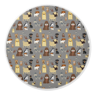 Bouton De Porte En Céramique gray background dogs