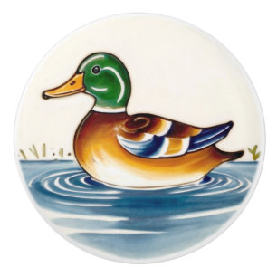 Bouton De Porte En Céramique Green Duck European Folk Animal Art