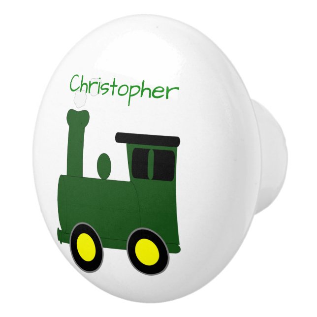 Bouton De Porte En Céramique Green Train Design Personalised (Droite)