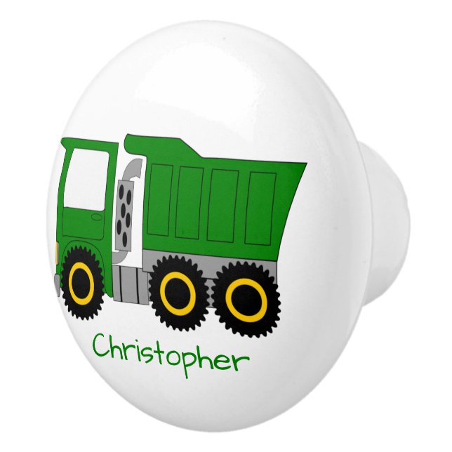 Bouton De Porte En Céramique Green Truck Design Personalised (Droite)