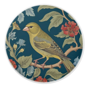 Bouton De Porte En Céramique Greenfinch William Morris style L Green Finch Bird