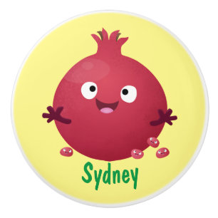 Bouton De Porte En Céramique Grenade fruit cartoon mignon et heureux